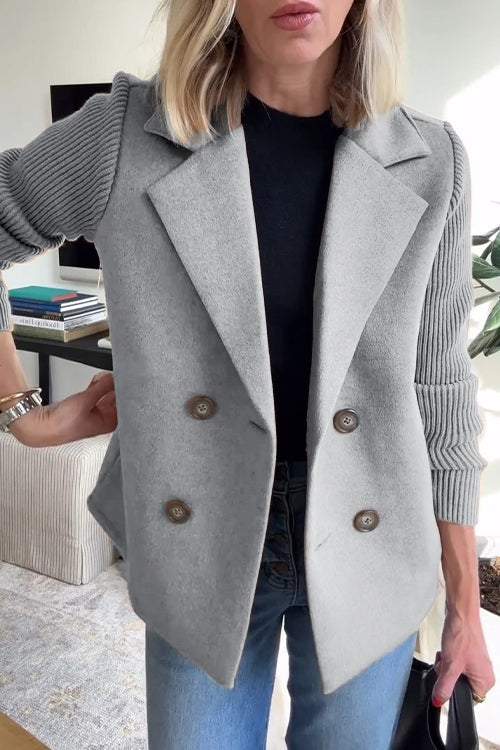 Fashion Canberra I Amanda Button patchwork sleeves casual coat