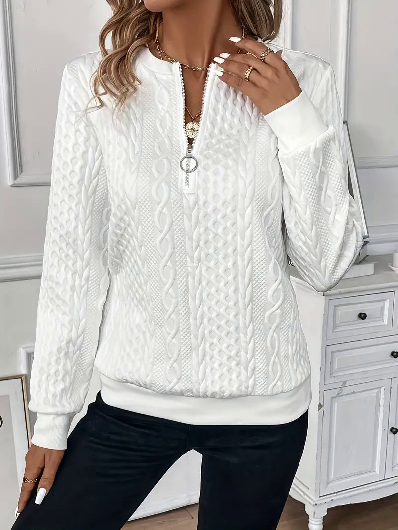 Fashion Canberra I Elena Textured Quarter-Zip Pullover