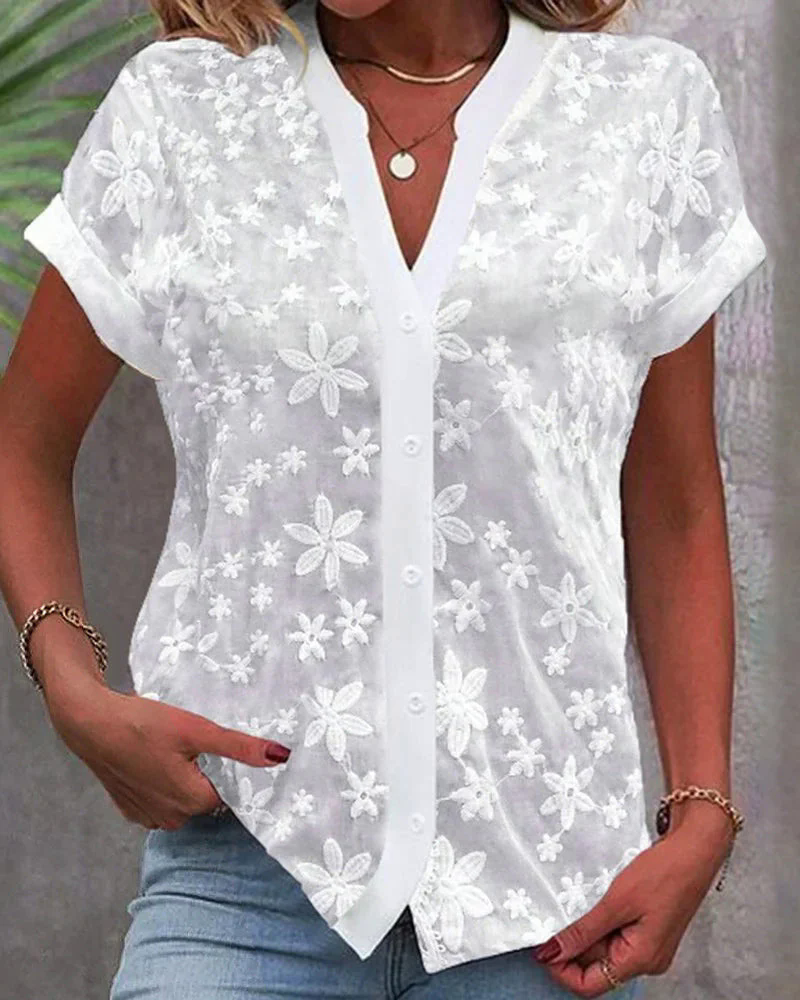Fashion Canberra I Rita Blouse with short sleeves and V-neck