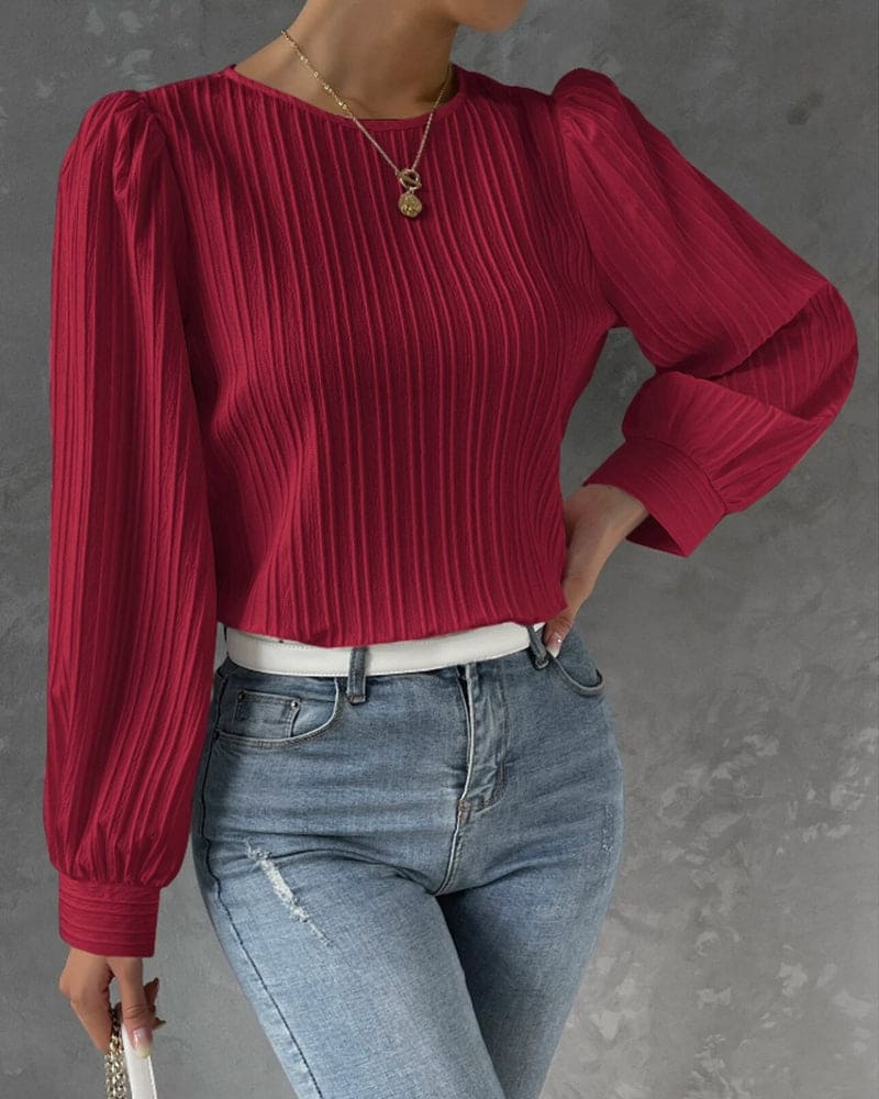 Fashion Canberra I Roza Striped Texture Blouse
