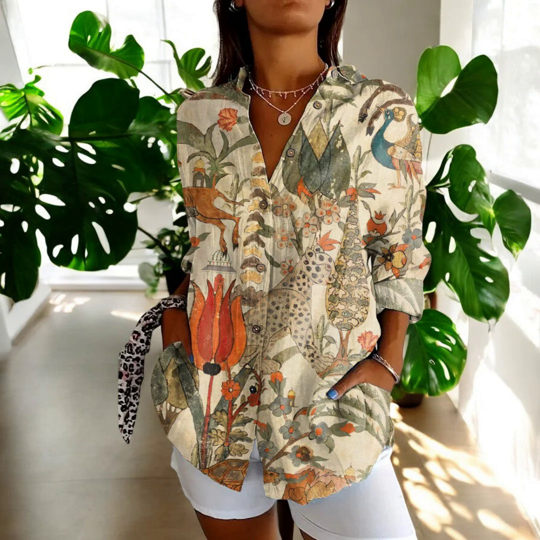 Fashion Canberra I Elmira Long Sleeve Button Up Vintage Floral Shirt