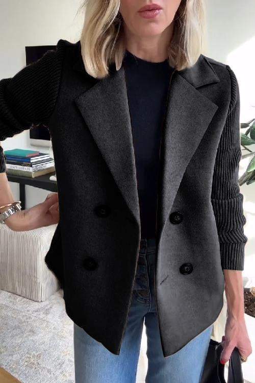 Fashion Canberra I Amanda Button patchwork sleeves casual coat